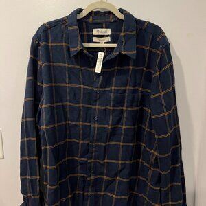NWT Madewell Men Sunday Flannel Perfect Long-Sleeve Plaid Shirt L